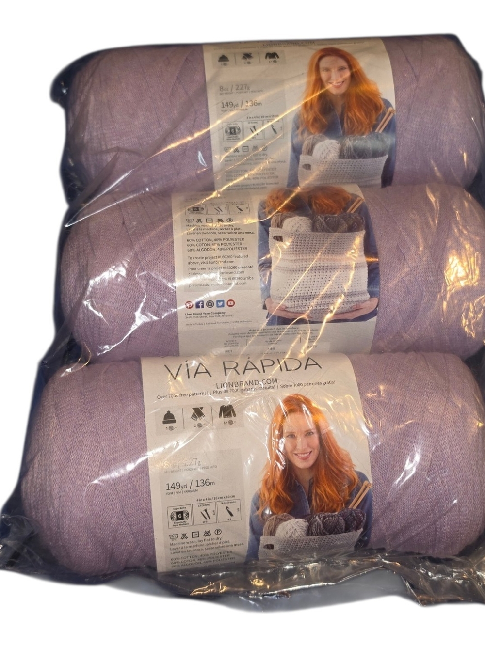 Discontinued Lion Brand Fast-Track Yarn – Purple Train – Lot of 3